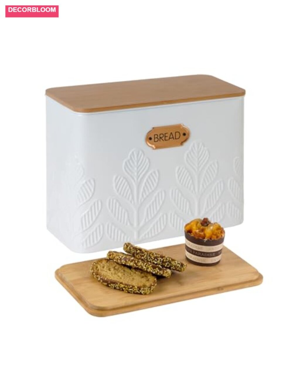 Extra Tall Bread Box with Bamboo Lid Kitchen Storage Carbon Steel